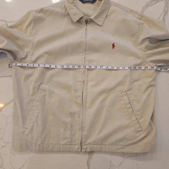 Vintage Rare Polo Ralph Lauren Full Zip Sports Bomber Jacket Cream Tan Mens XXL - Picture 12 of 14
